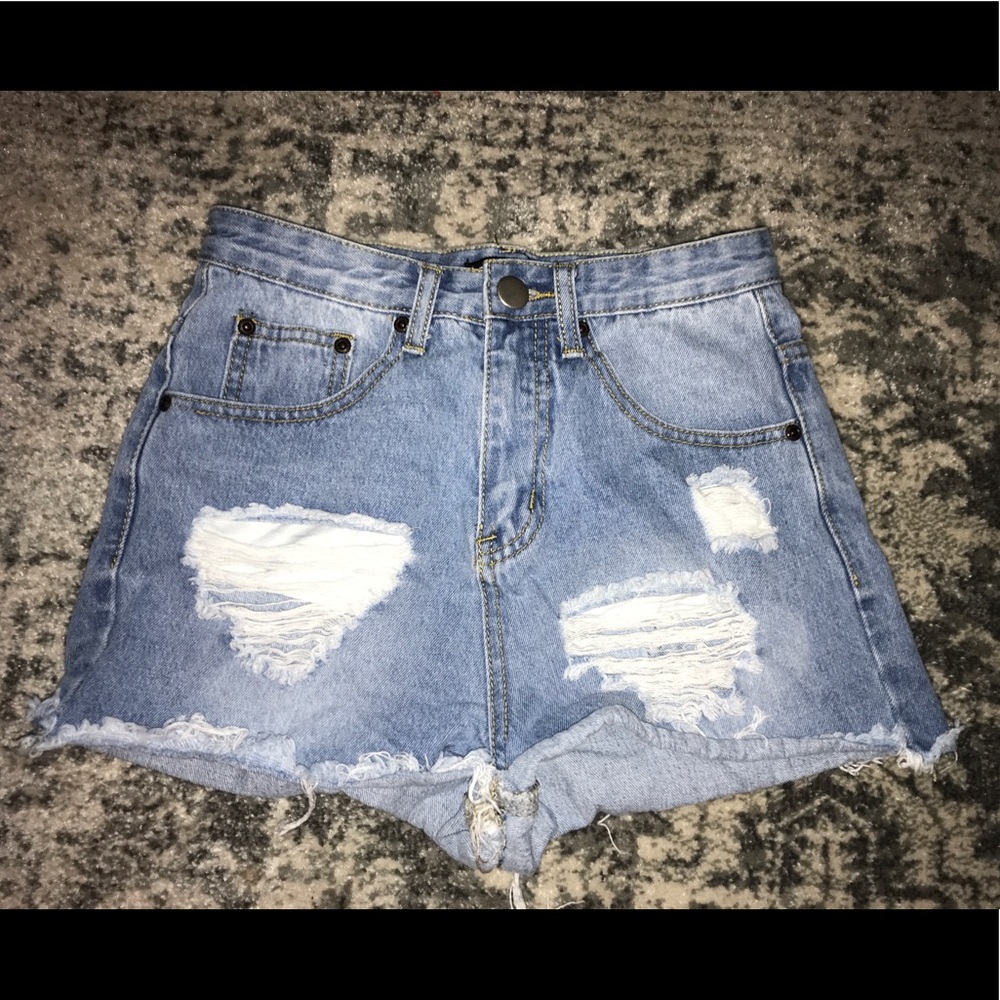 High rise denim shorts